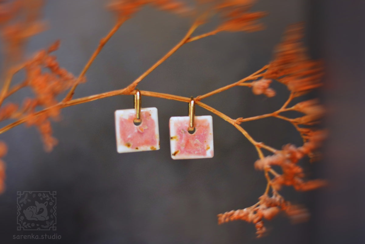 Porcelanowe kolczyki różane #2