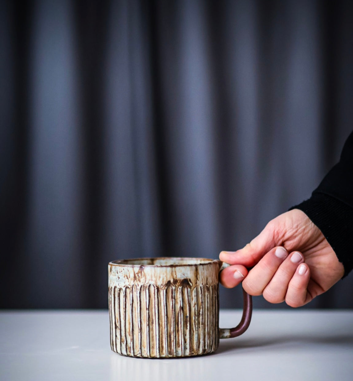 Kubki z ryflowaniem Takachiho i Aoshima (250-500ml) - Alike Pottery Studio