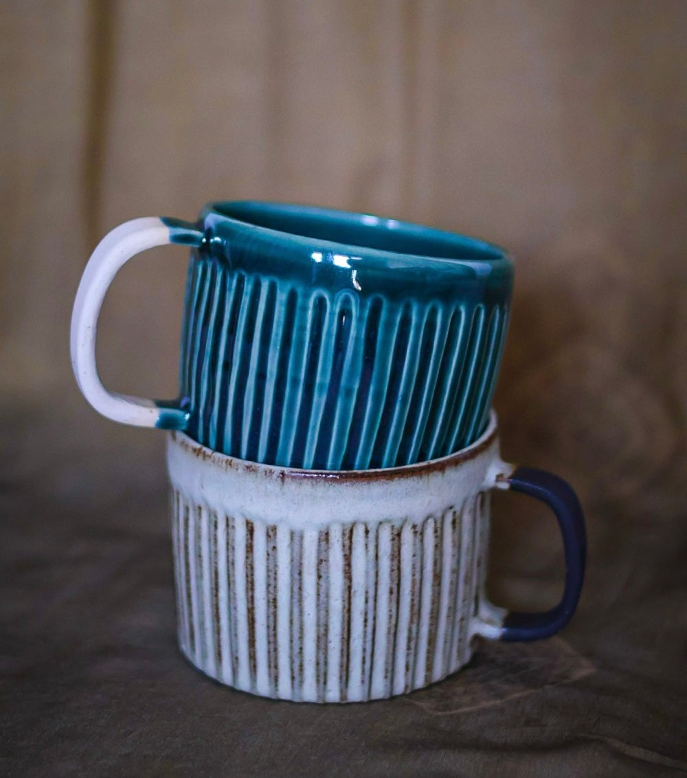 Kubki z ryflowaniem Takachiho i Aoshima (250-500ml) - Alike Pottery Studio