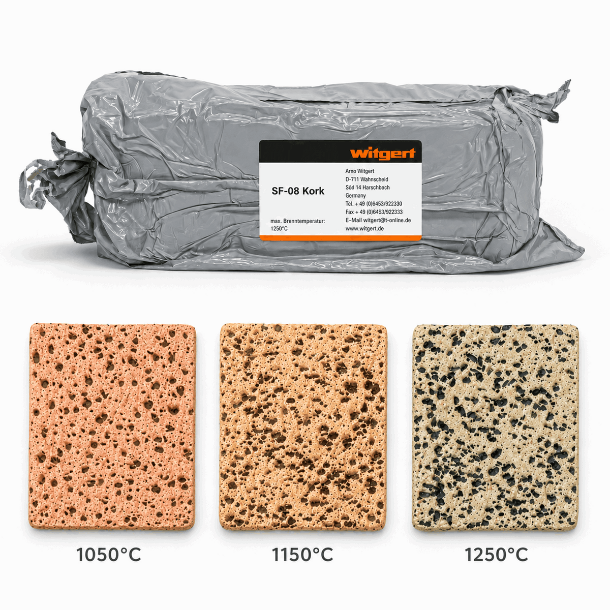 Masa Witgert 08 12,5% (0,5-2mm) Cork 10kg - Alike Pottery Studio