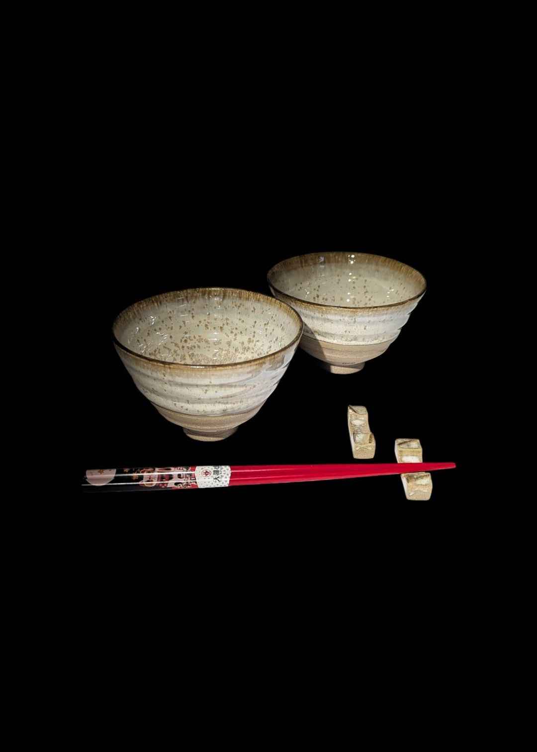 Zestaw - 2 miski do ryżu/miso/owsianki + 2 hashioki