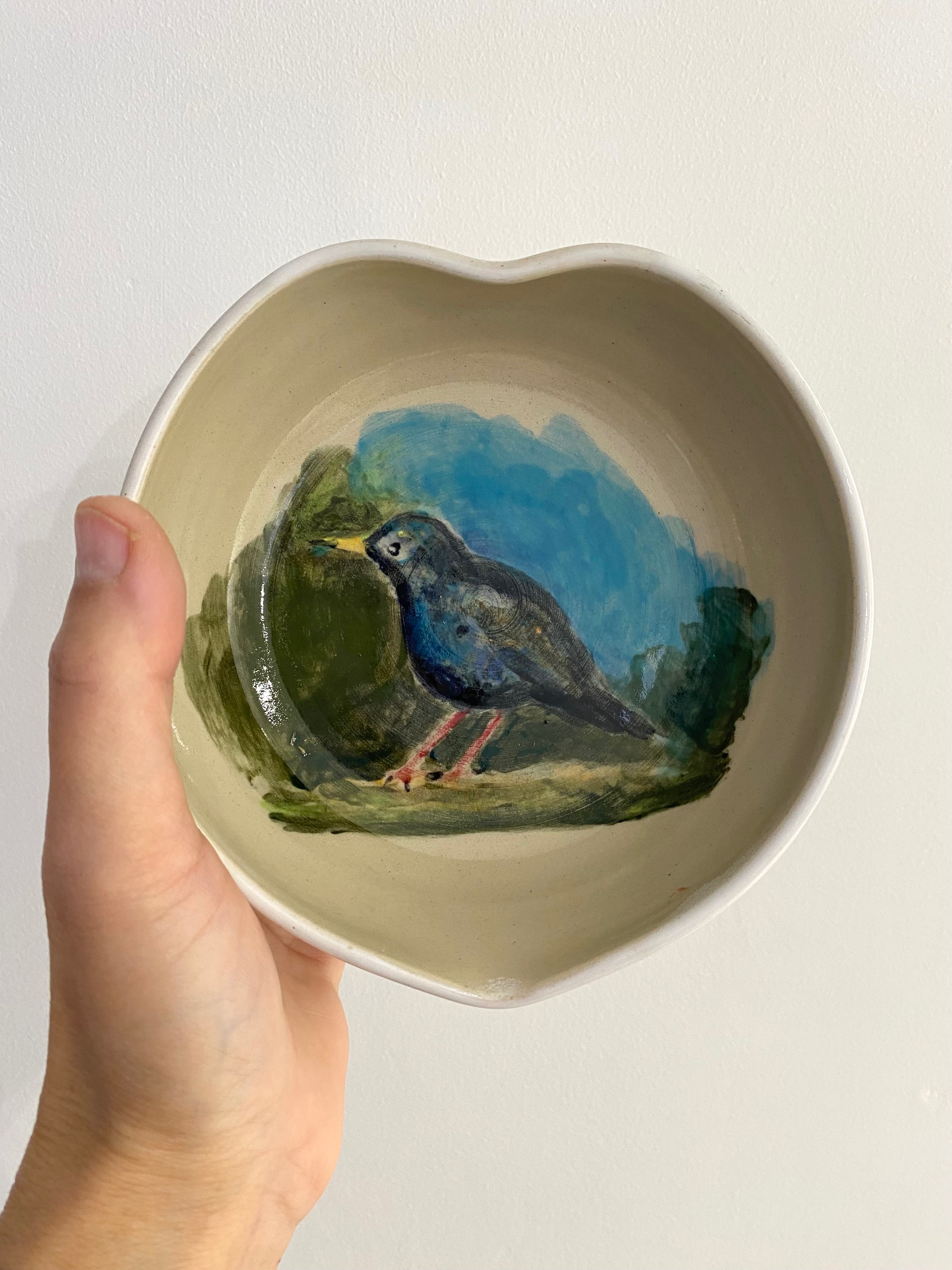 Miseczka serce z kamionki z ptaszkiem - Alike Pottery Studio
