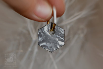 Kolczyki z czarnej i białej porcelany w technice nerikomi #1