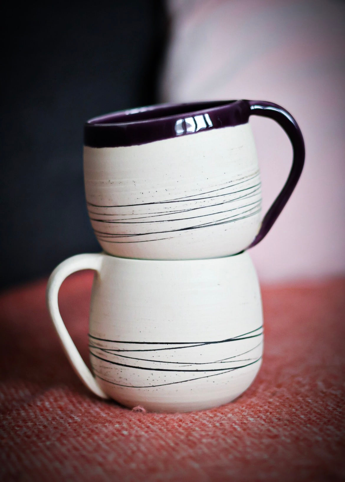 Edo teacups (200-300 ml) White with stripes