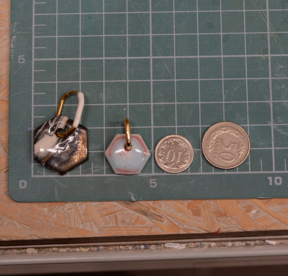 Kolczyki z czarnej i białej porcelany w technice nerikomi #1