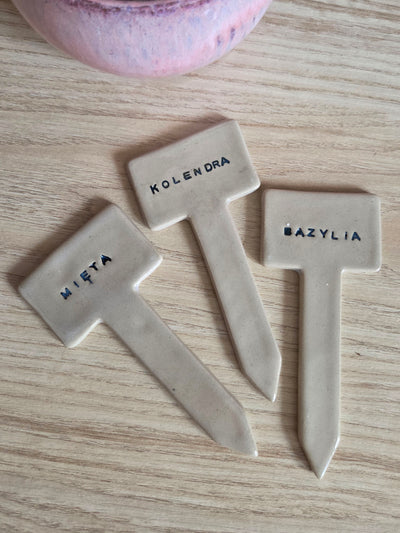 Tabliczki do ziół: bazylia, mięta, kolendra