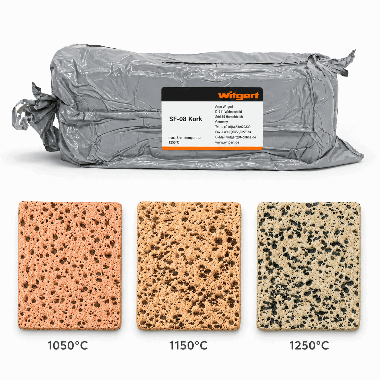Masa Witgert 08 12,5% (0,5-2mm) Cork 10kg - Alike Pottery Studio