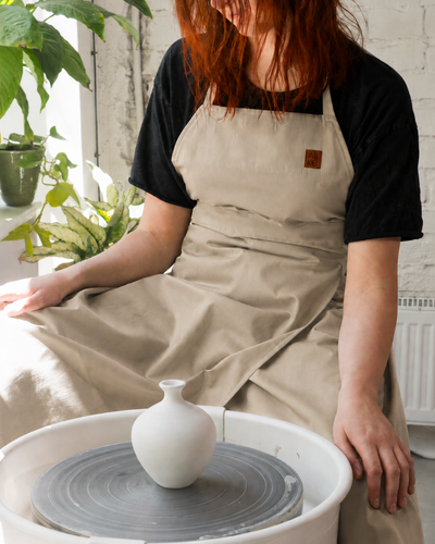 Fartuch garncarski Linen beige bez kieszeni