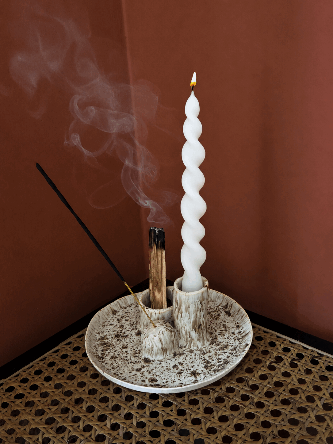 Podstawka ceremonialna na świecę, palo santo, szałwię i kadzidełko - Alike Pottery Studio