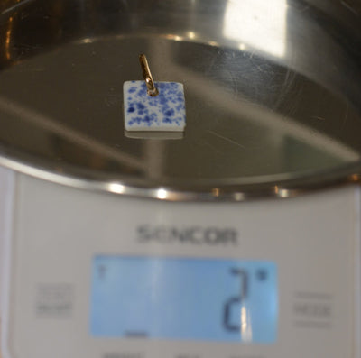 Porcelanowe kolczyki nakrapiane błękitem paryskim #10 - Alike Pottery Studio