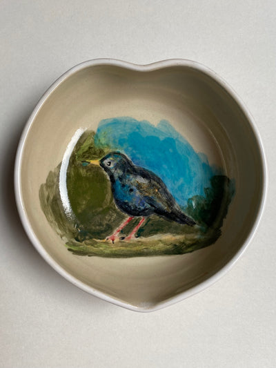 Miseczka serce z kamionki z ptaszkiem - Alike Pottery Studio