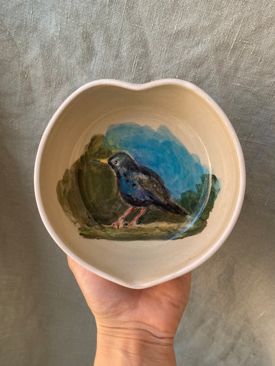 Miseczka serce z kamionki z ptaszkiem - Alike Pottery Studio